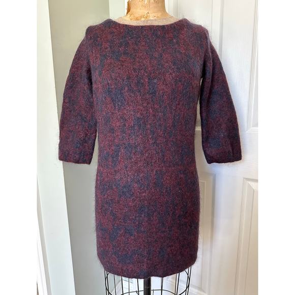 COS Knitted Mohair-Wool Blend Sweater Dress - XS dark burgundy black fuzzy tunic - Picture 1 of 14